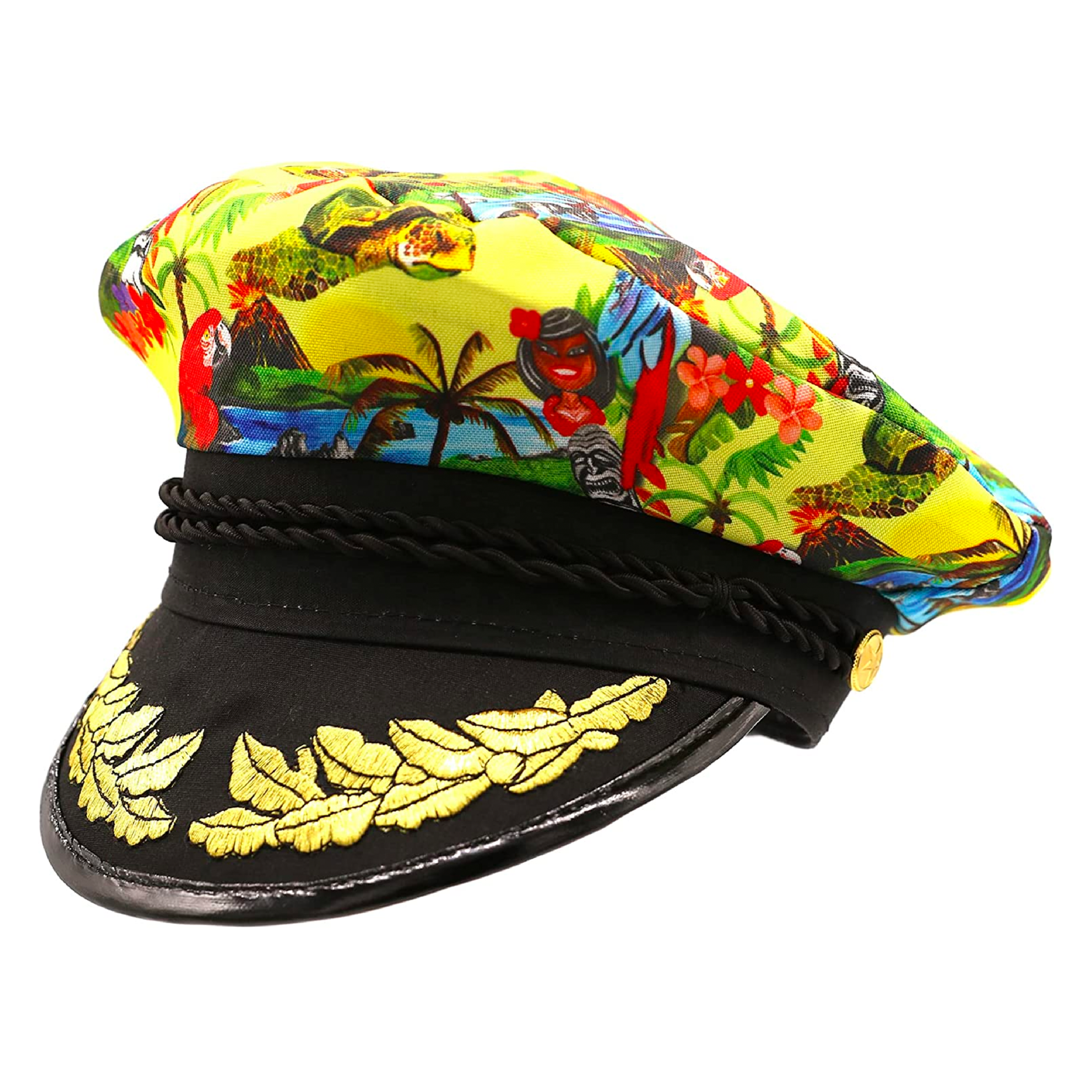 Yellow Hawaiian Print Hat