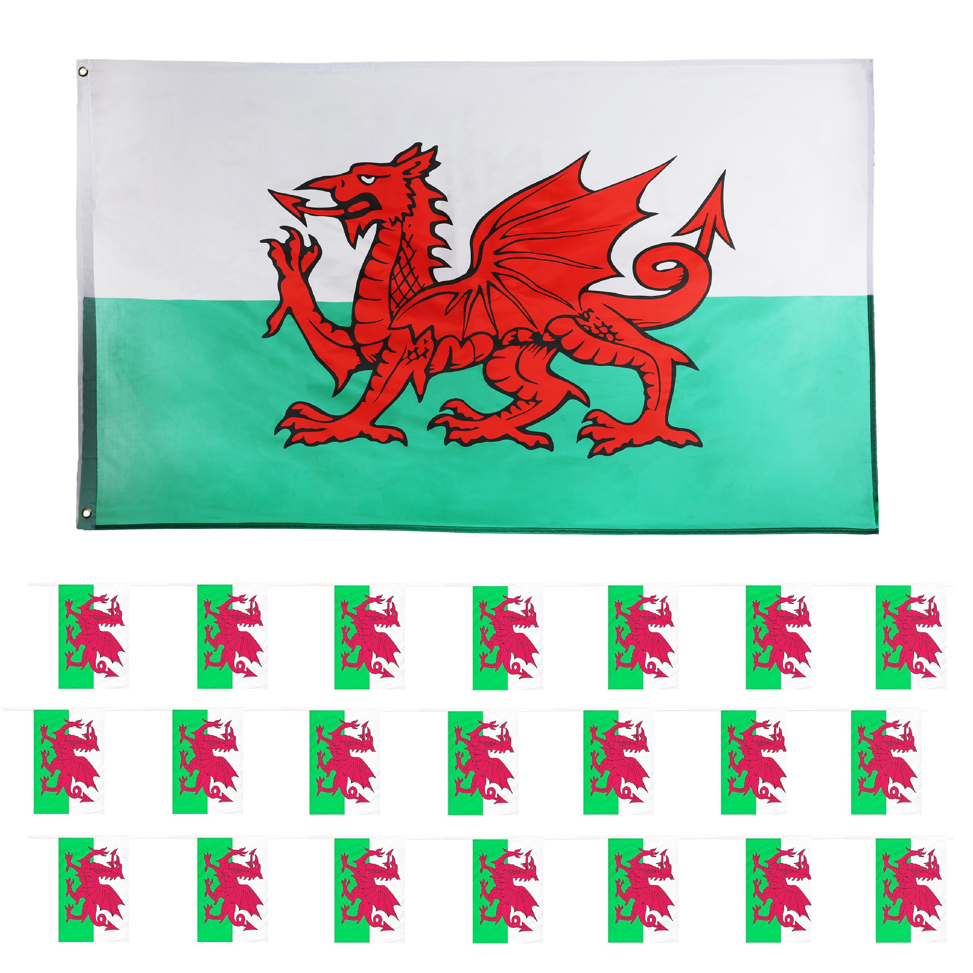 Wales Flag Bunting + Wales 3x5ft Flag
