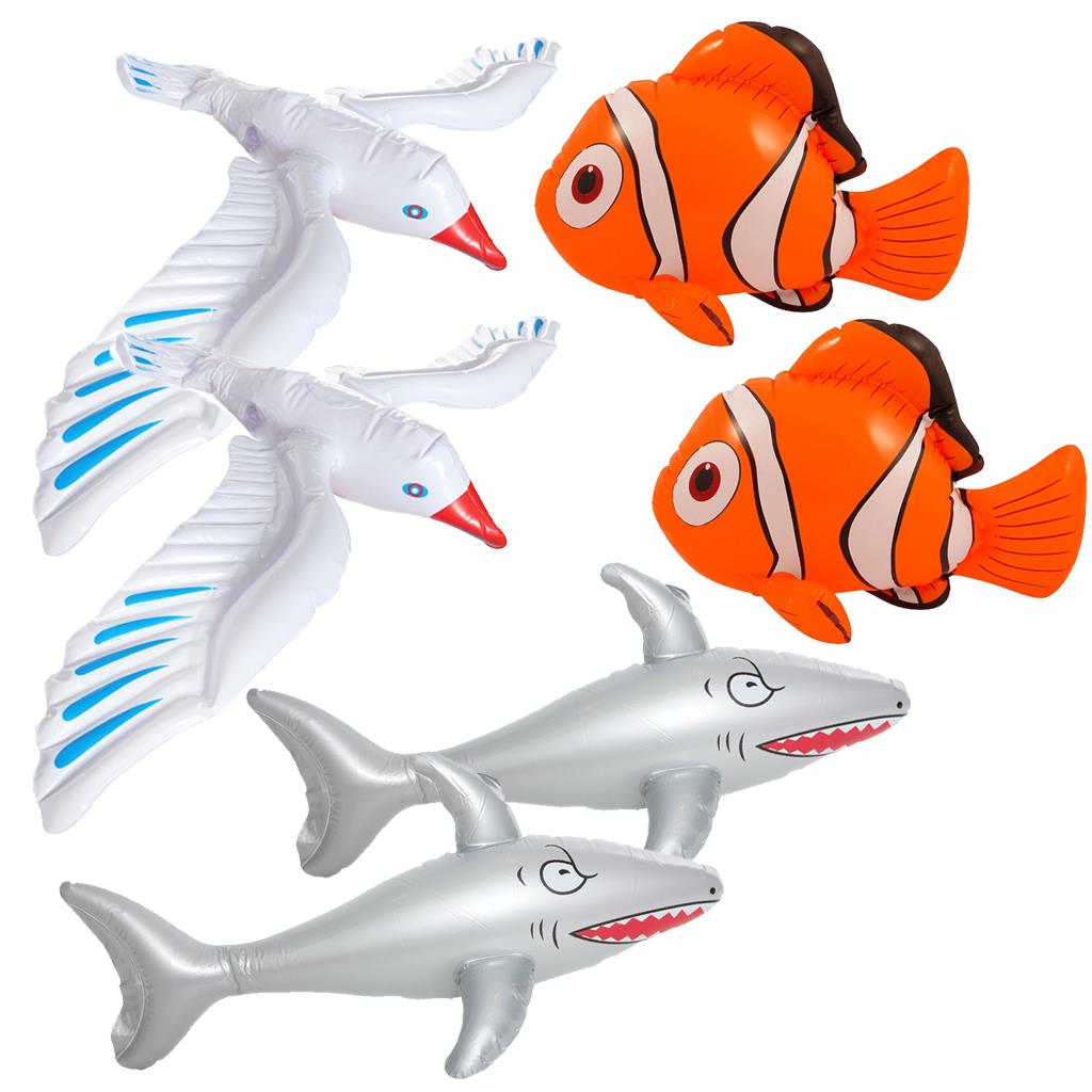 Seaside Inflatable Set | 6 Pcs | Seagull, Shark & Clownfish
