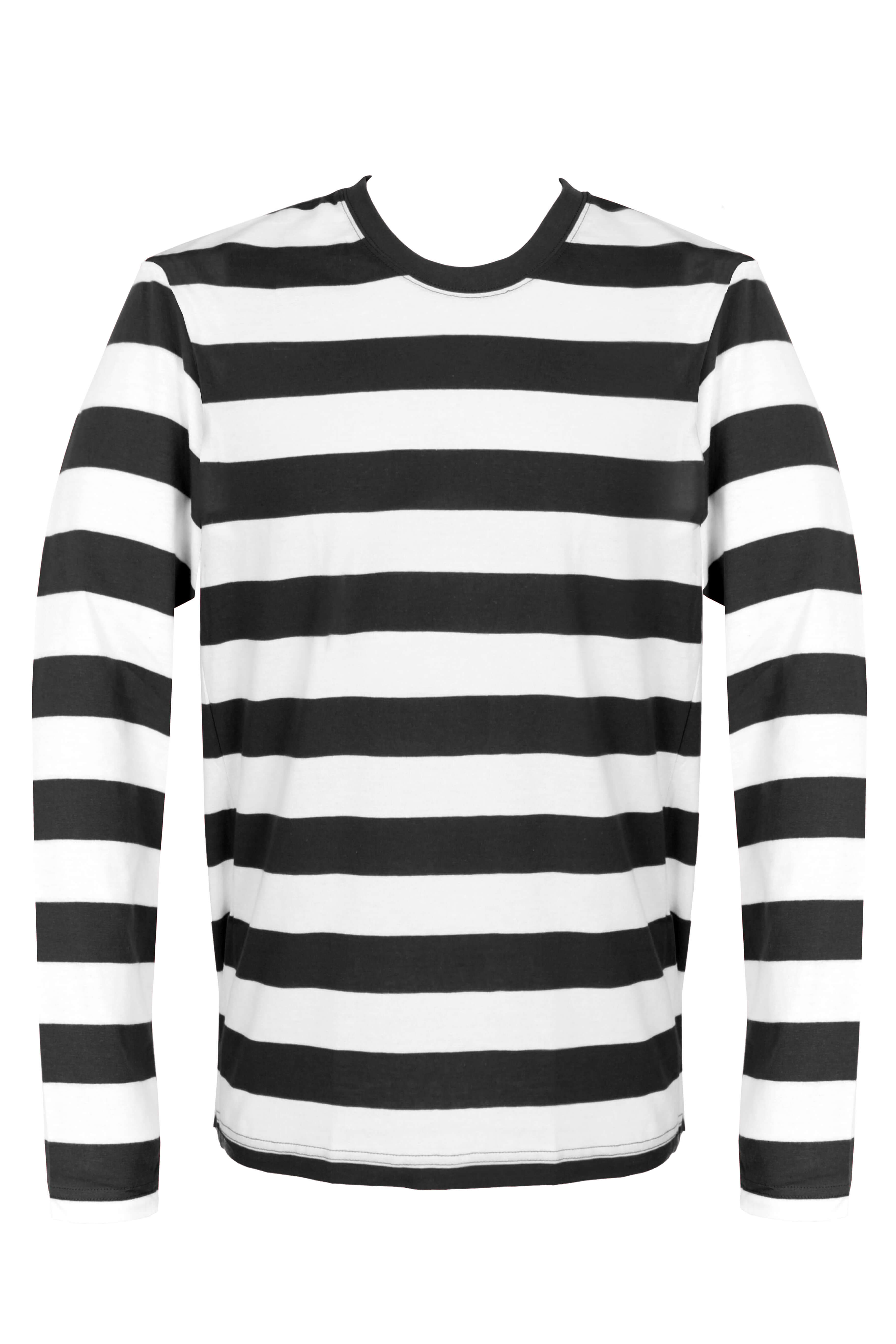 Adults Black and White Striped Long Sleeve Top
