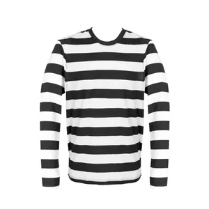 Adults Black and White Striped Long Sleeve Top