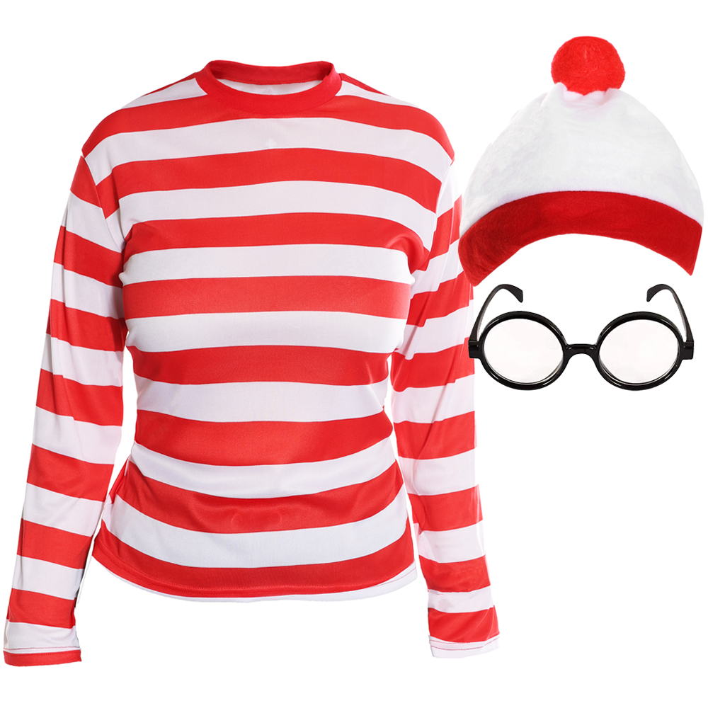 Womens Find Me Costume - Long Sleeve Top, Bobble Hat & Round Glasses
