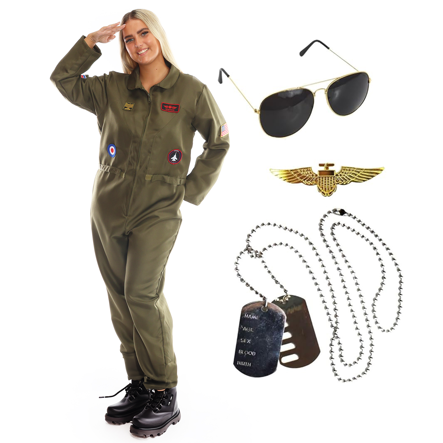 Ladies Pilot Aviator Costume US Army