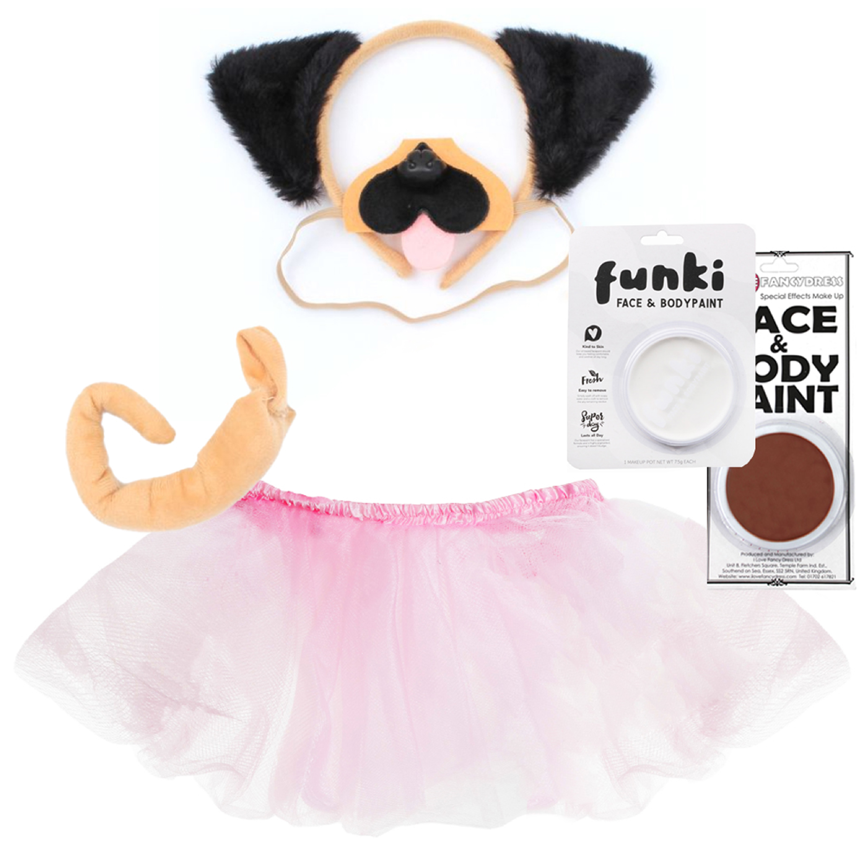 Childs Dog Ballerina Costume with Face Paint
