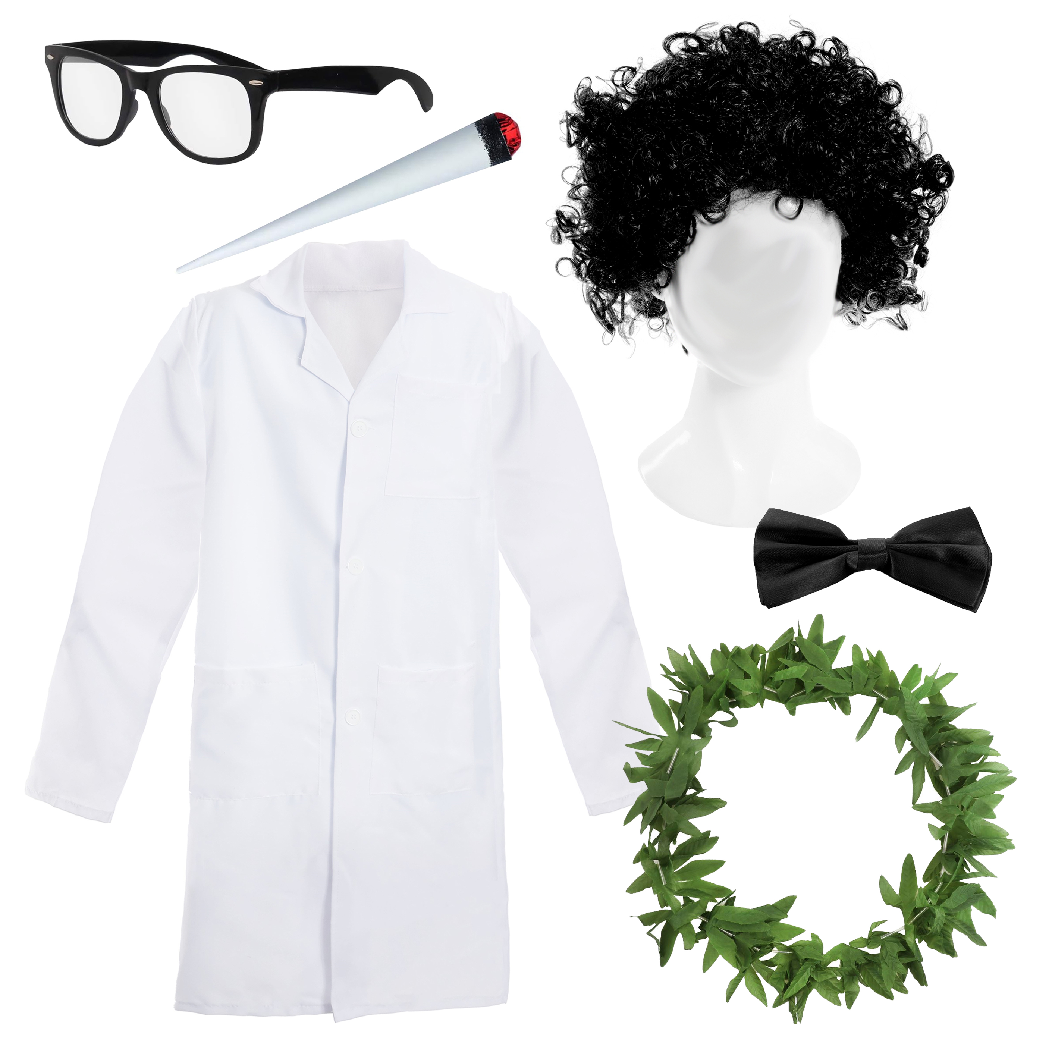 Adults Doctor GreenFinger Costume - with Spliff Prop & Hemp Leaf Garland