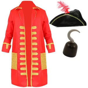 MENS PIRATE CAPTAIN WITH HOOK COSTUME FANCY DRESS ADULT WORLD BOOK DAY TEACHER