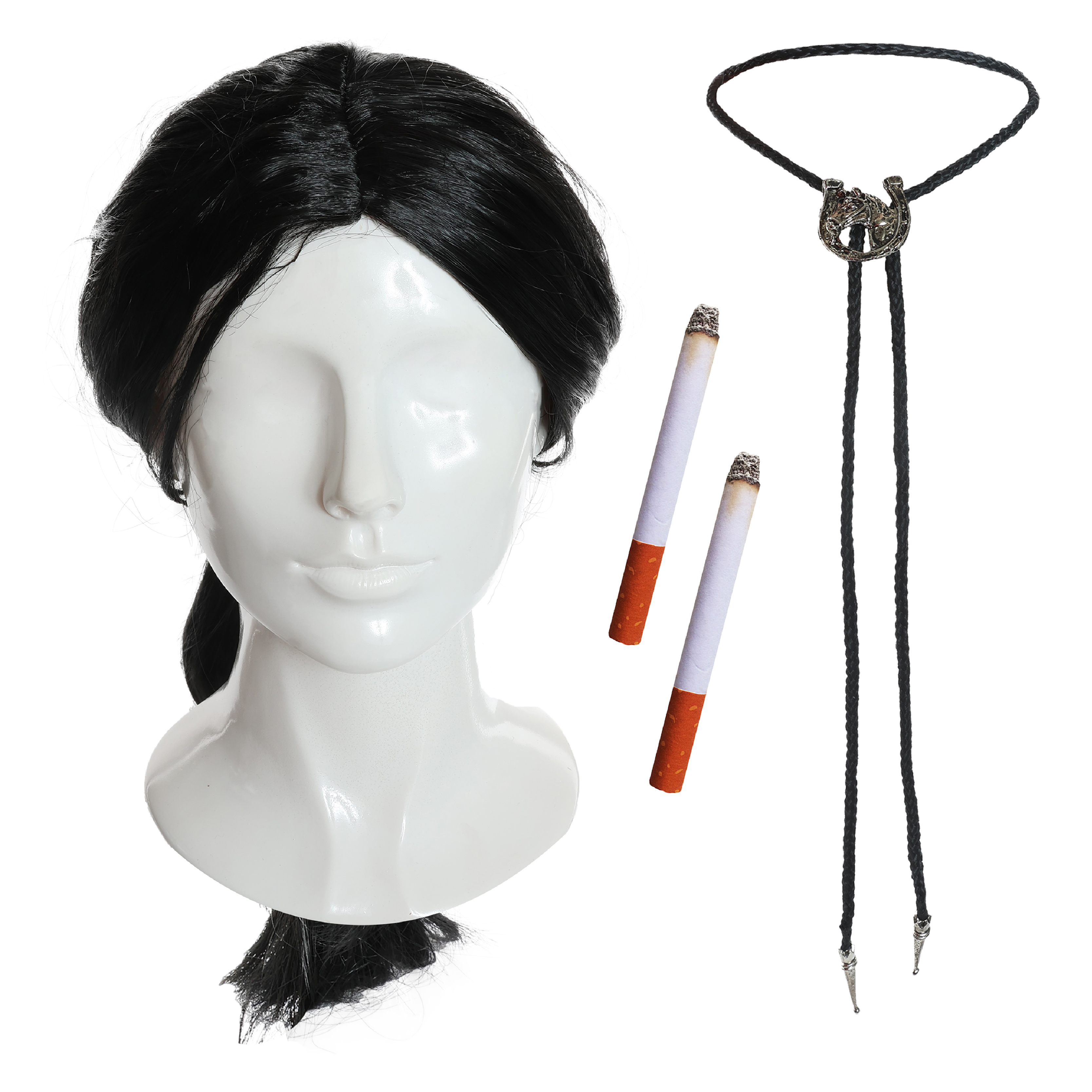 Vincent Vega Accessory Set - Wig, Cigarettes and Bootlace Tie