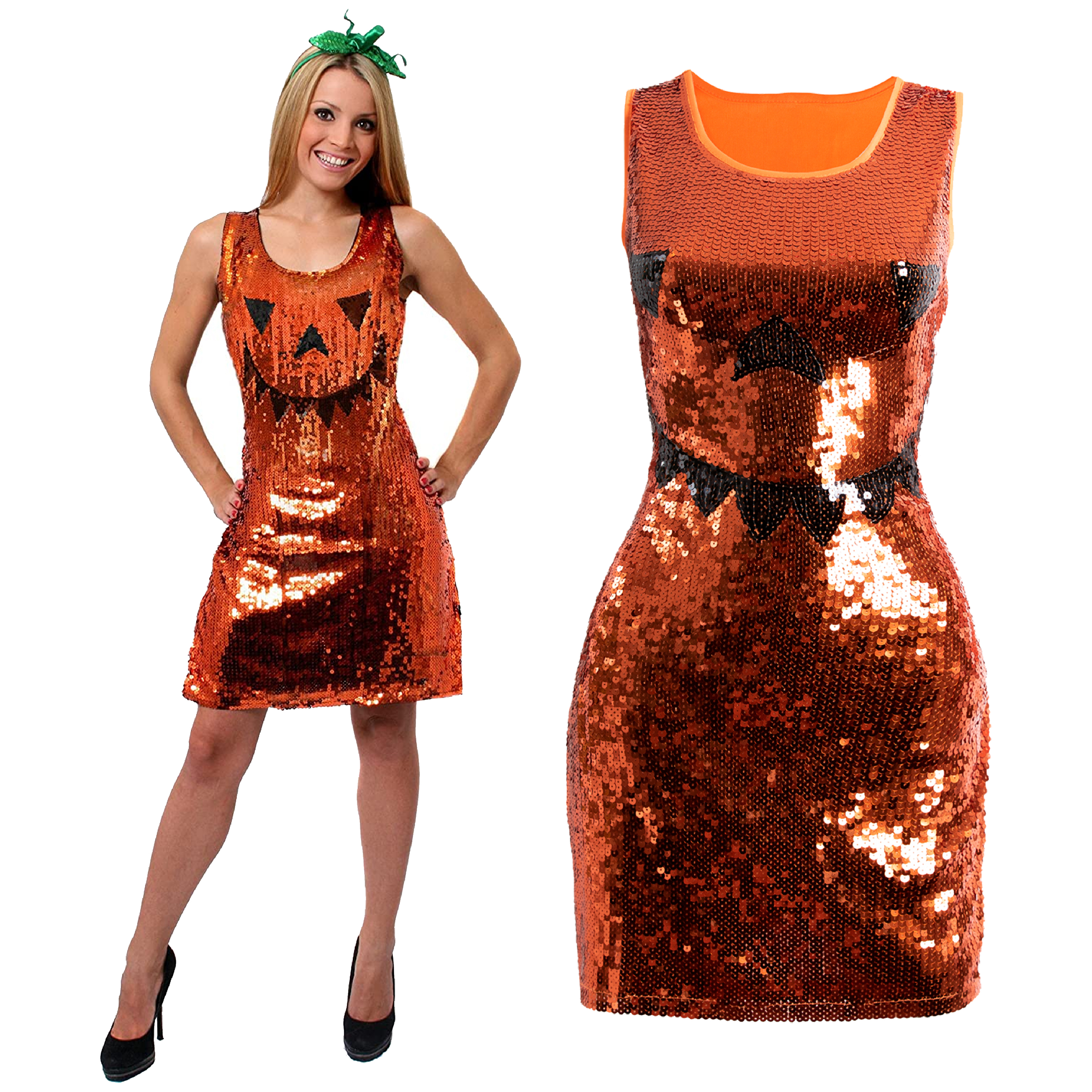 Womens Sequin Pumpkin Dress