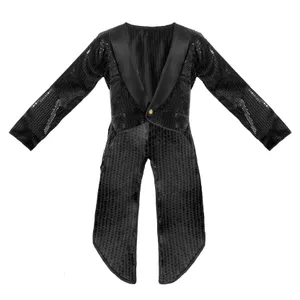 Unisex Black Sequin Tailcoat