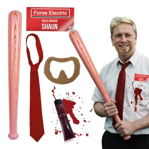 Adults Shaun Zombie Killer Accessory Set | 5 Pcs | Inflatable Bat, Beard, Tie, Blood & Card