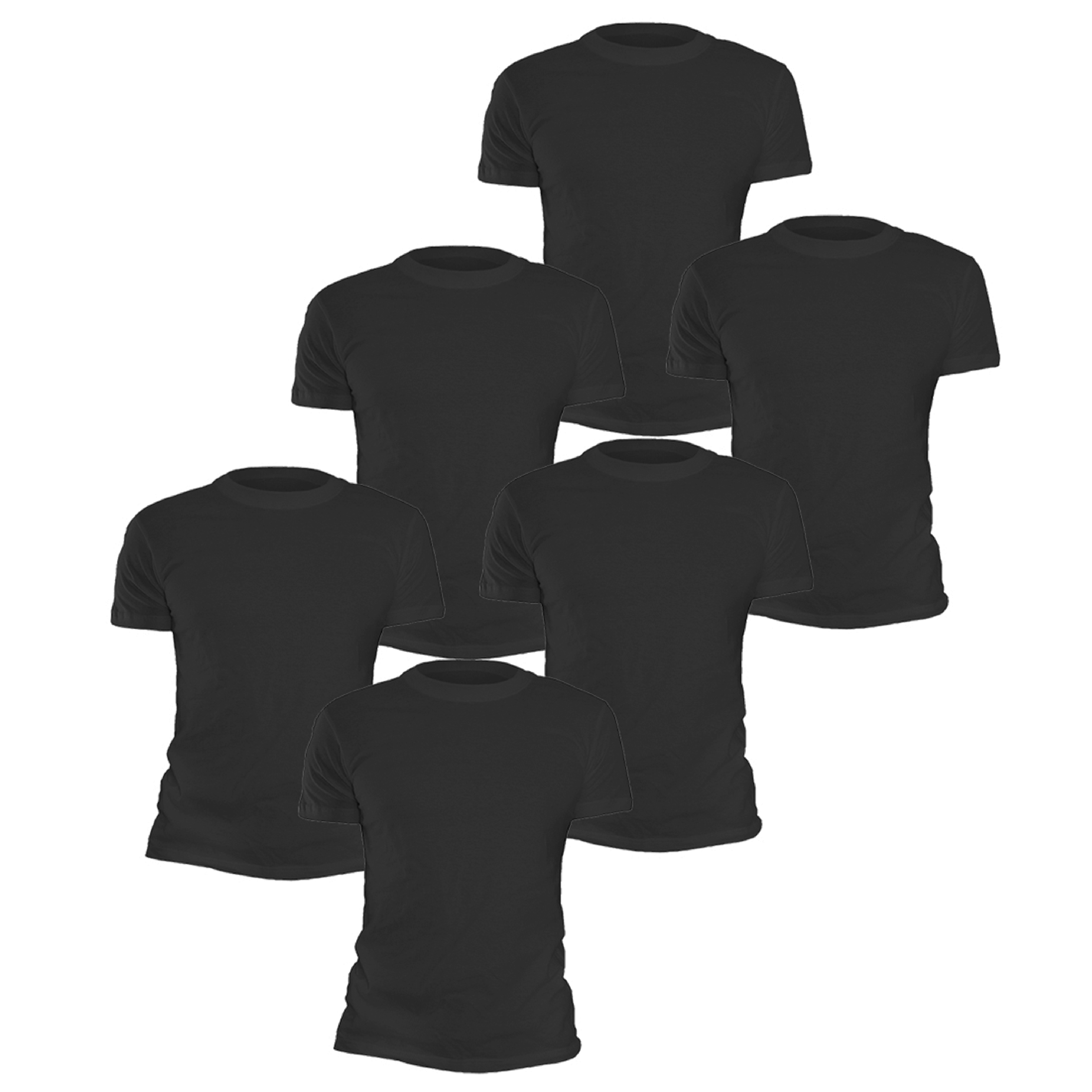 6 Pack Black Crew Neck T Shirts