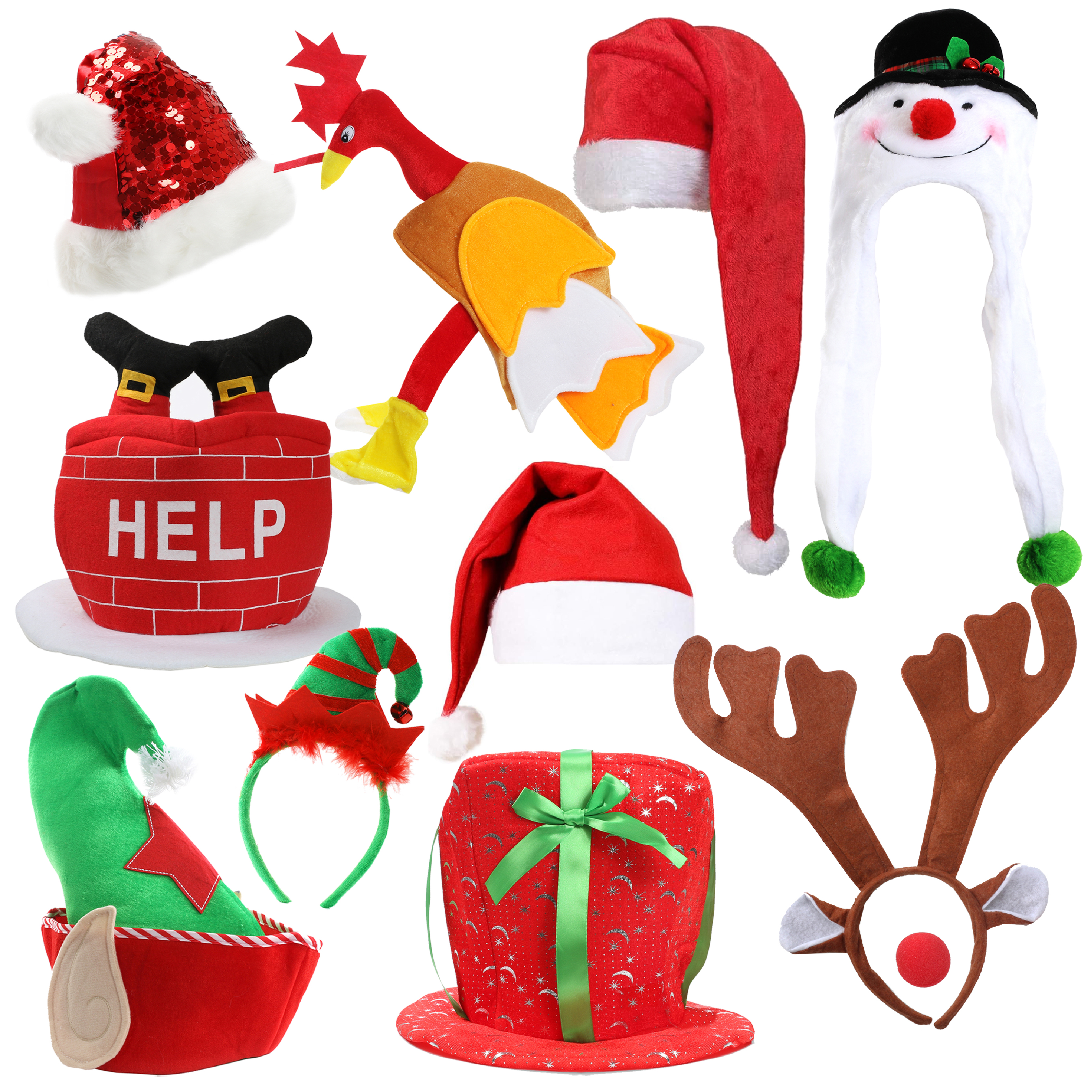 10 Pack Novelty Christmas Hats