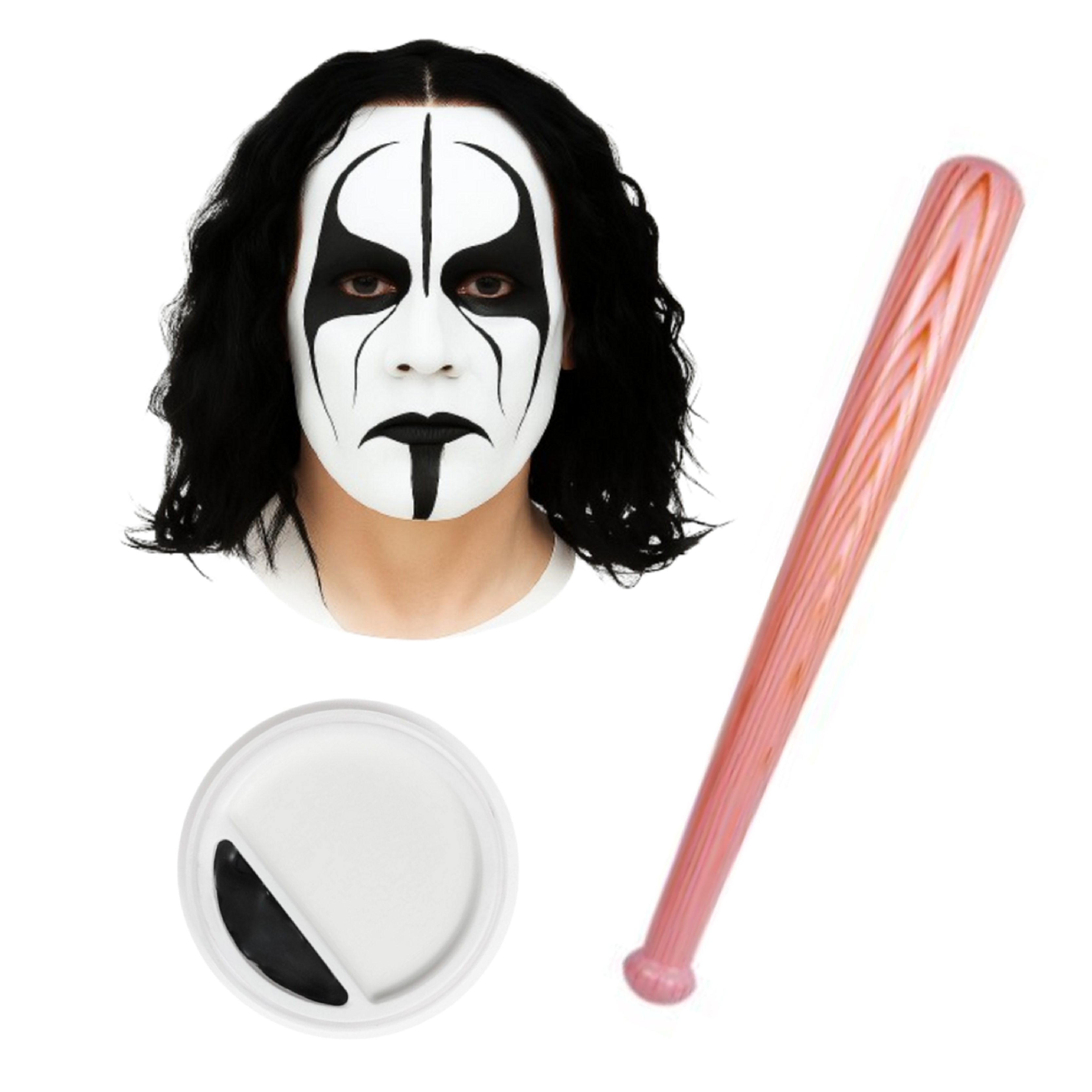 Adults Sting Accessory Set - Wig, Face Paint & Inflatable Bat
