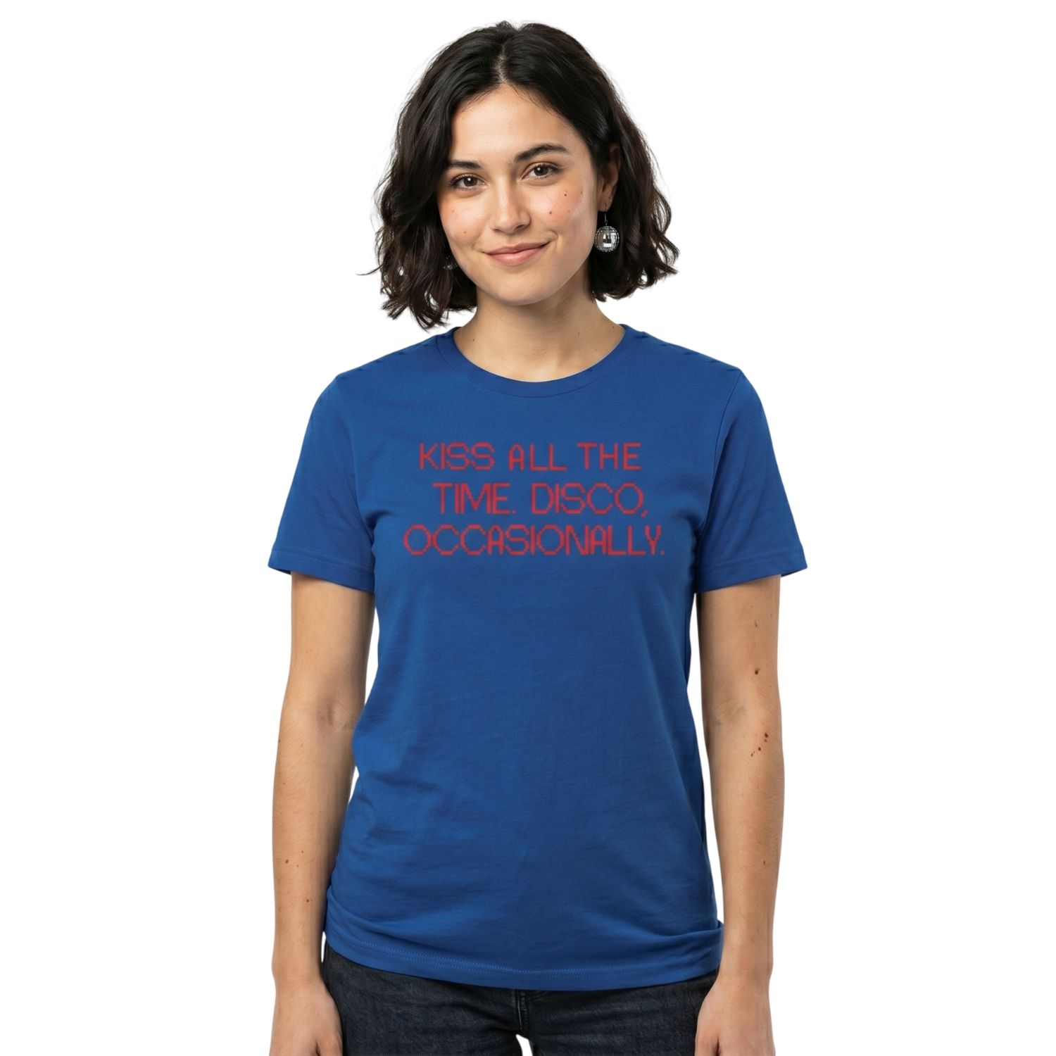 Ladies Pop-Inspired Concert T-Shirt | Royal Blue T-Shirt | "KISS ALL THE TIME. DISCO OCCASIONALLY"