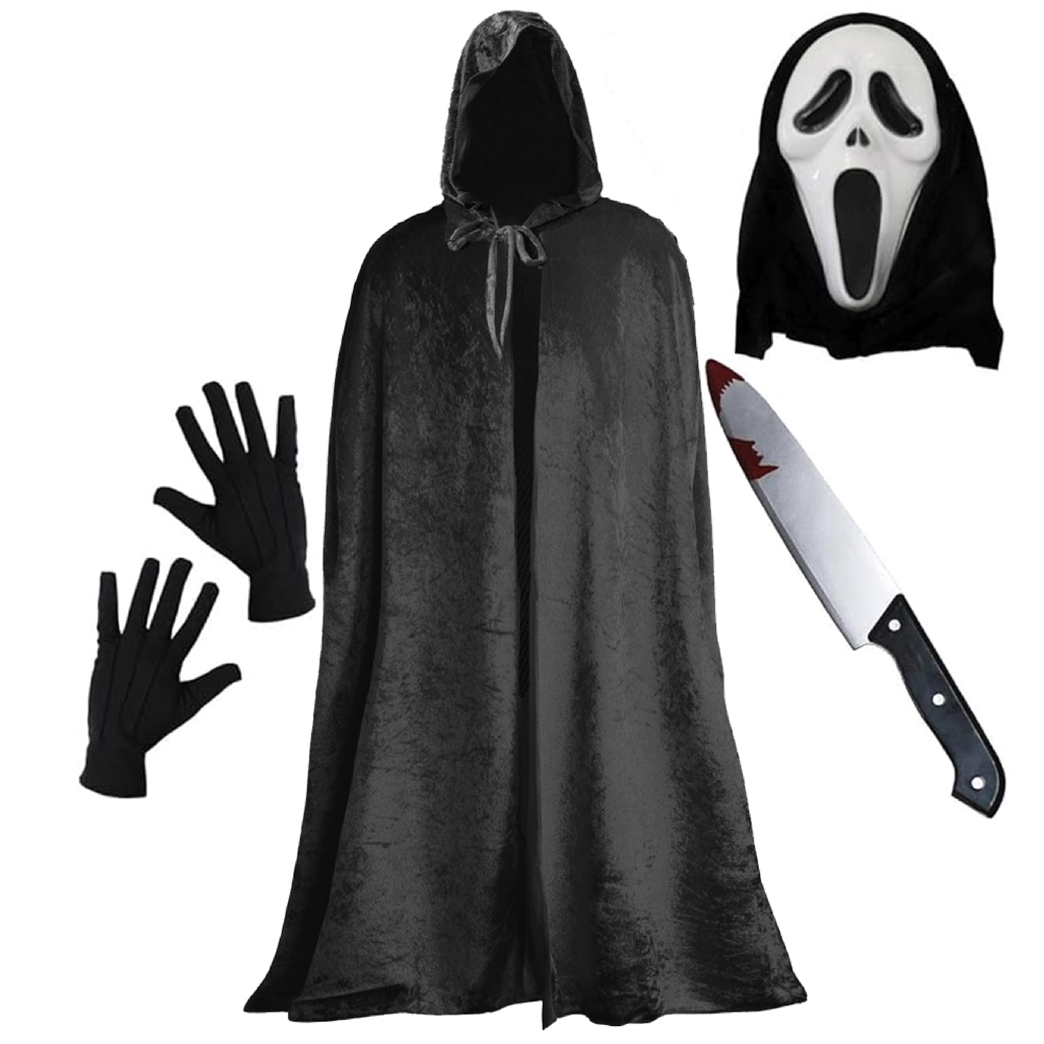 Child's Screamer Costume Set - Cape, Mask, Knife Prop & Gloves