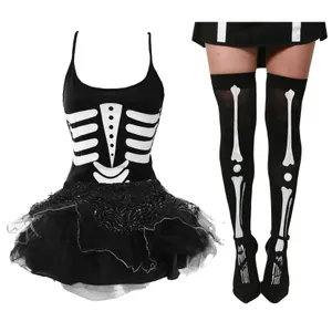 Ladies Skeleton Tutu Dress with Stockings