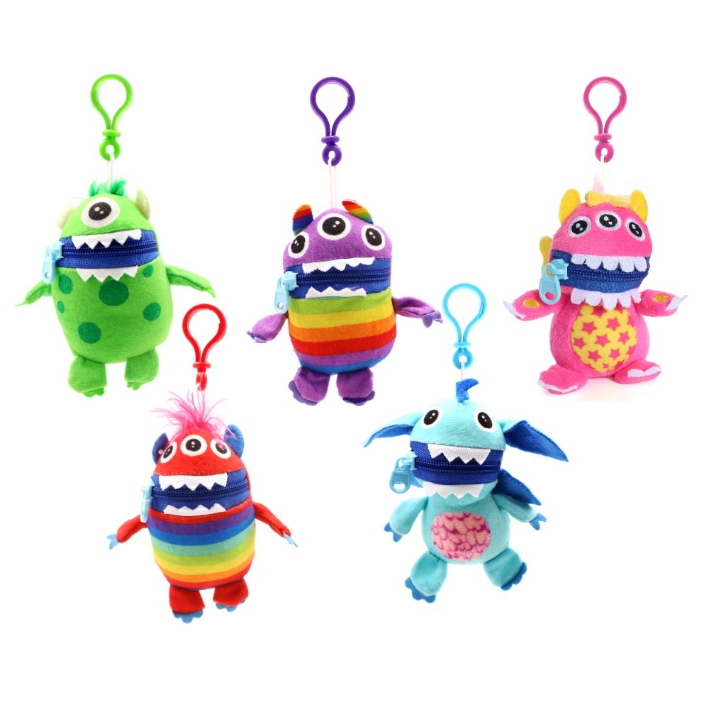 Worry Yummy Monsters 5 Pack Clip On Keyrings Soft Toy