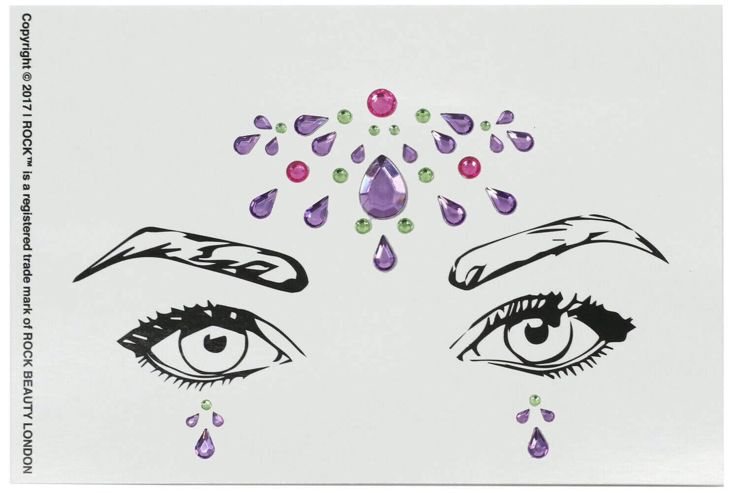Face Rock Body Gems – Picture Perfect (Purple & Green) Stick-On Festival Face & Body Jewels by Rock Beauty London