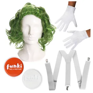 Adult Factory Worker Accessory Set - Wig, Face Paint, Gloves, Braces & Eyebrows