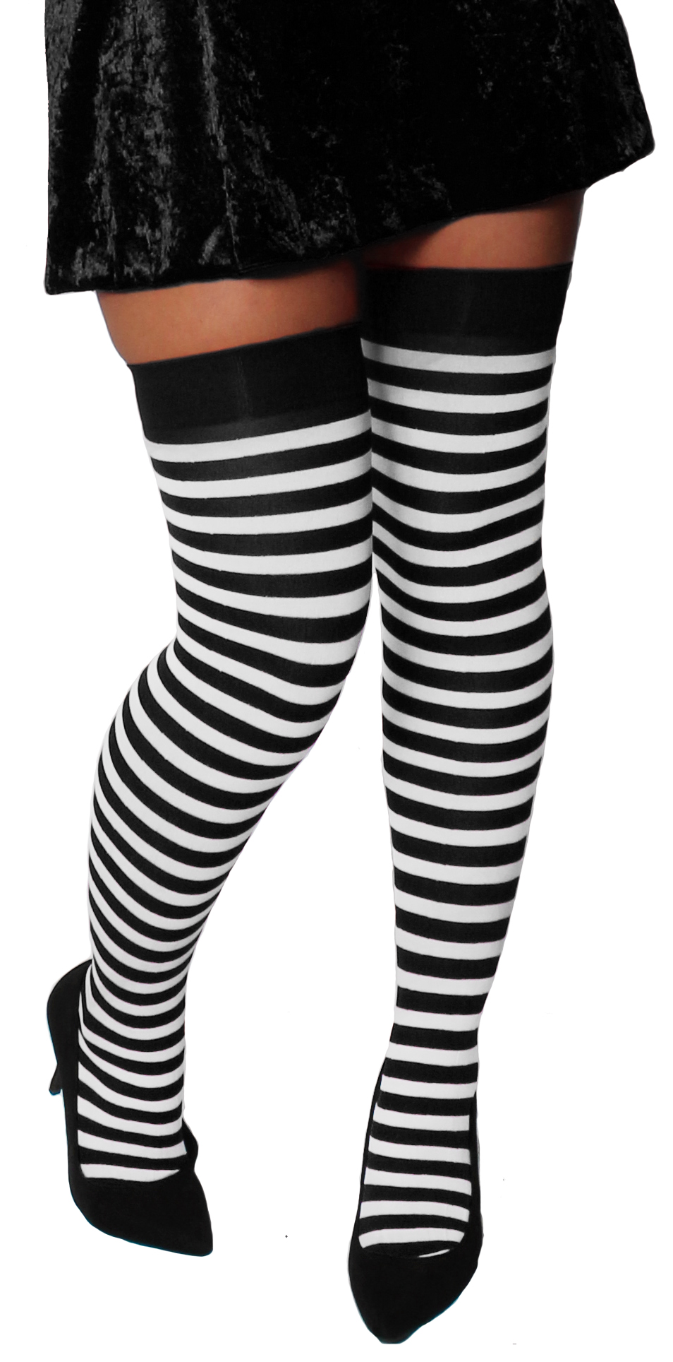 Stockings Black and White Striped