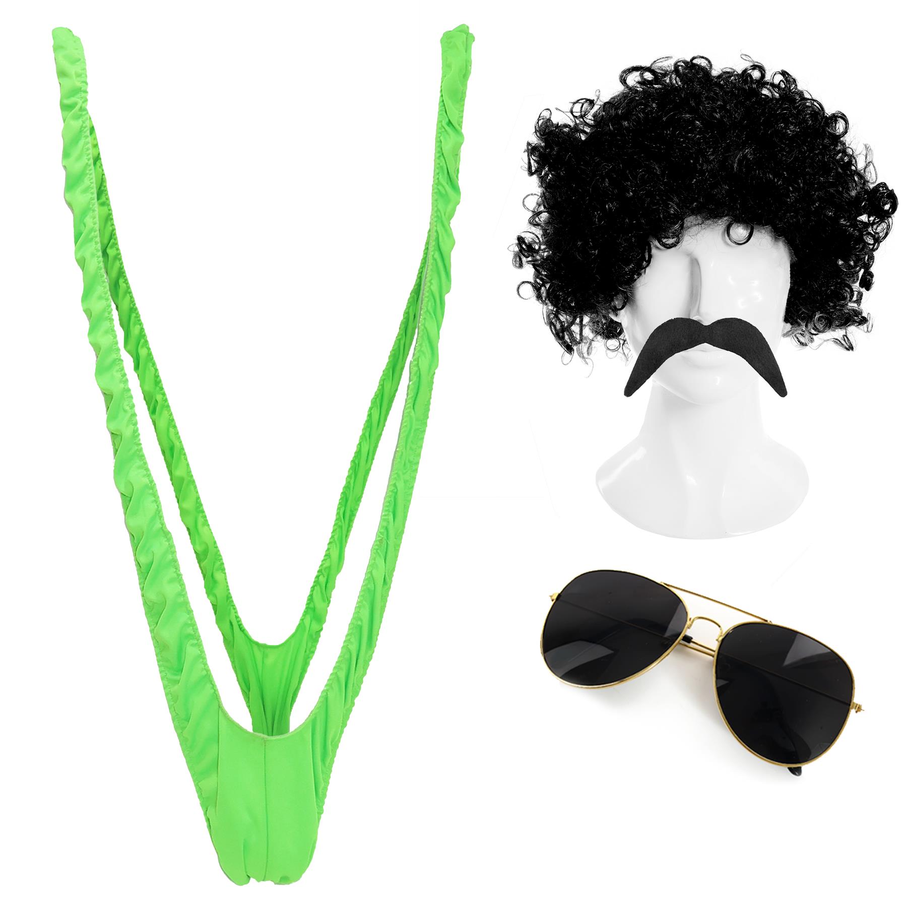 Borat Inspired Mankini Costume | 4 Pcs | Mankini, Wig, Glasses & Tash
