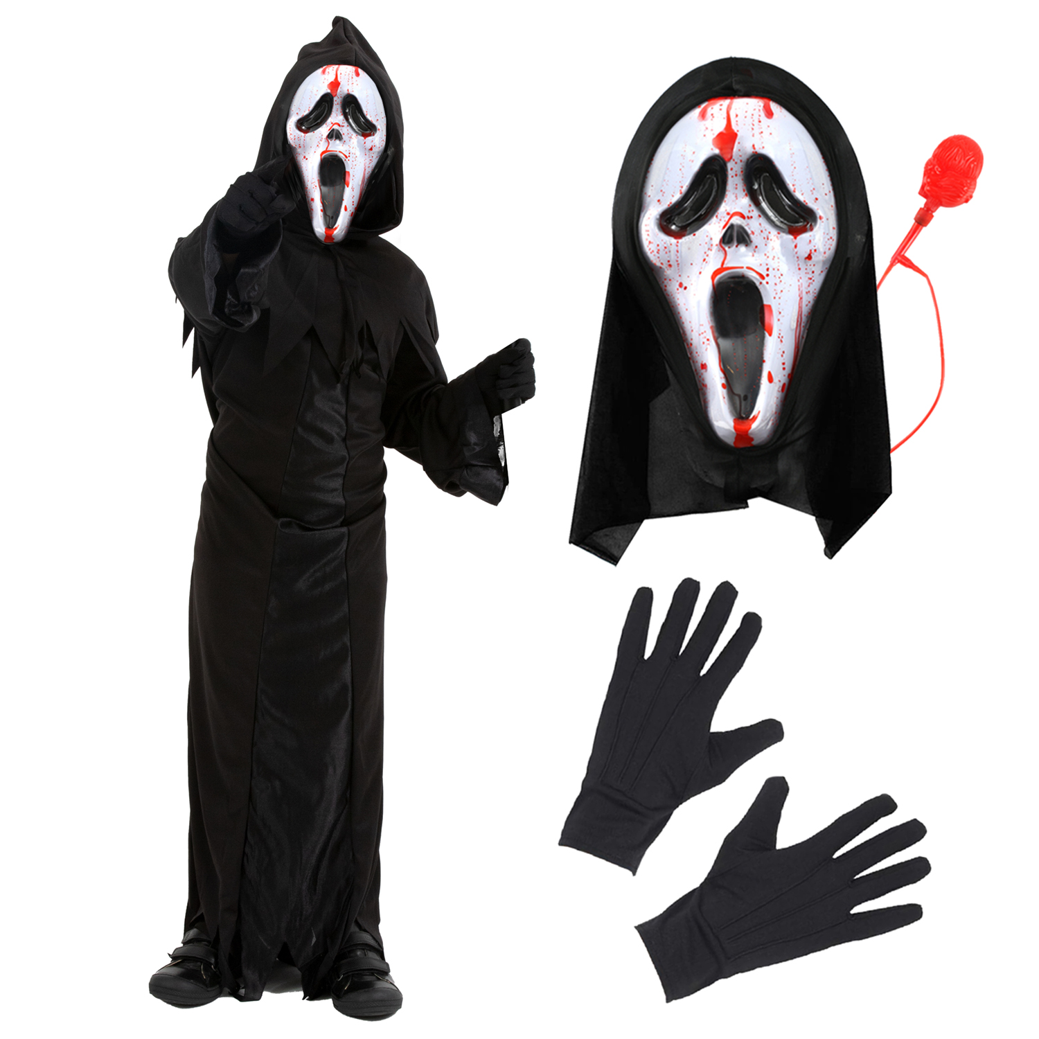 Child's Screamer Costume - Reaper Costume, Blood Pump Mask & Gloves