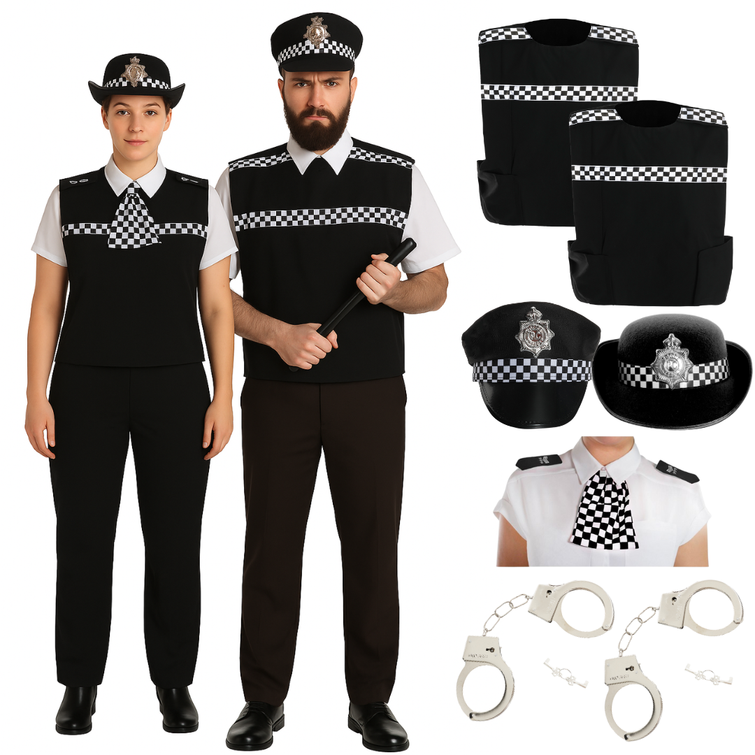 Adults Couples Police Costume | 7 Pcs