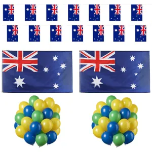 Australia Day Party Decoration Bundle | 154 Pcs | Blue, Yellow, Green Balloons, Bunting & Flags