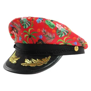 Red Hawaiian Print Hat