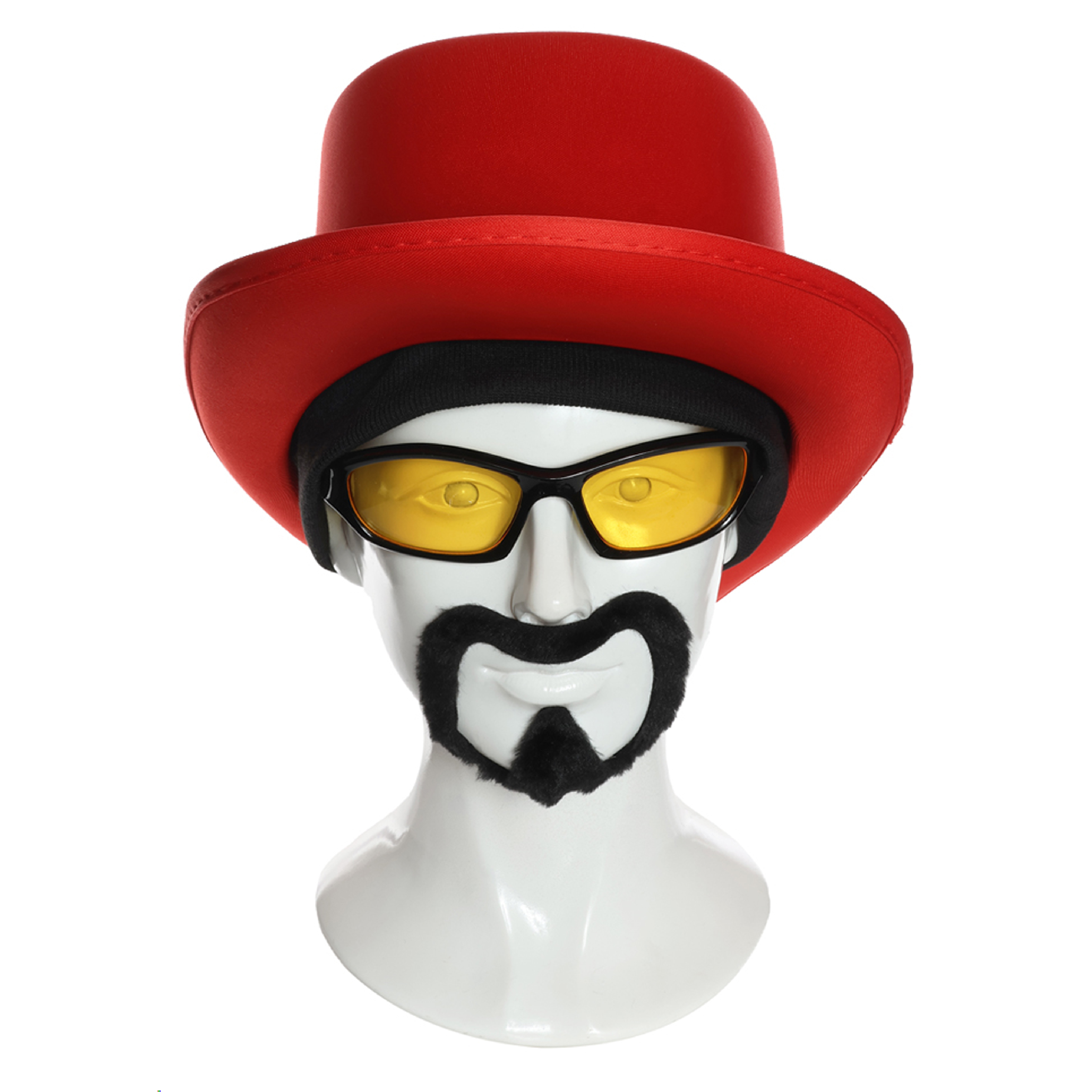 Adults Funny 90's Rapper Accessory Set - Top Hat, Glasses, Goatee, Beanie