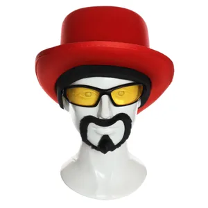 Adults Funny 90's Rapper Accessory Set - Top Hat, Glasses, Goatee, Beanie