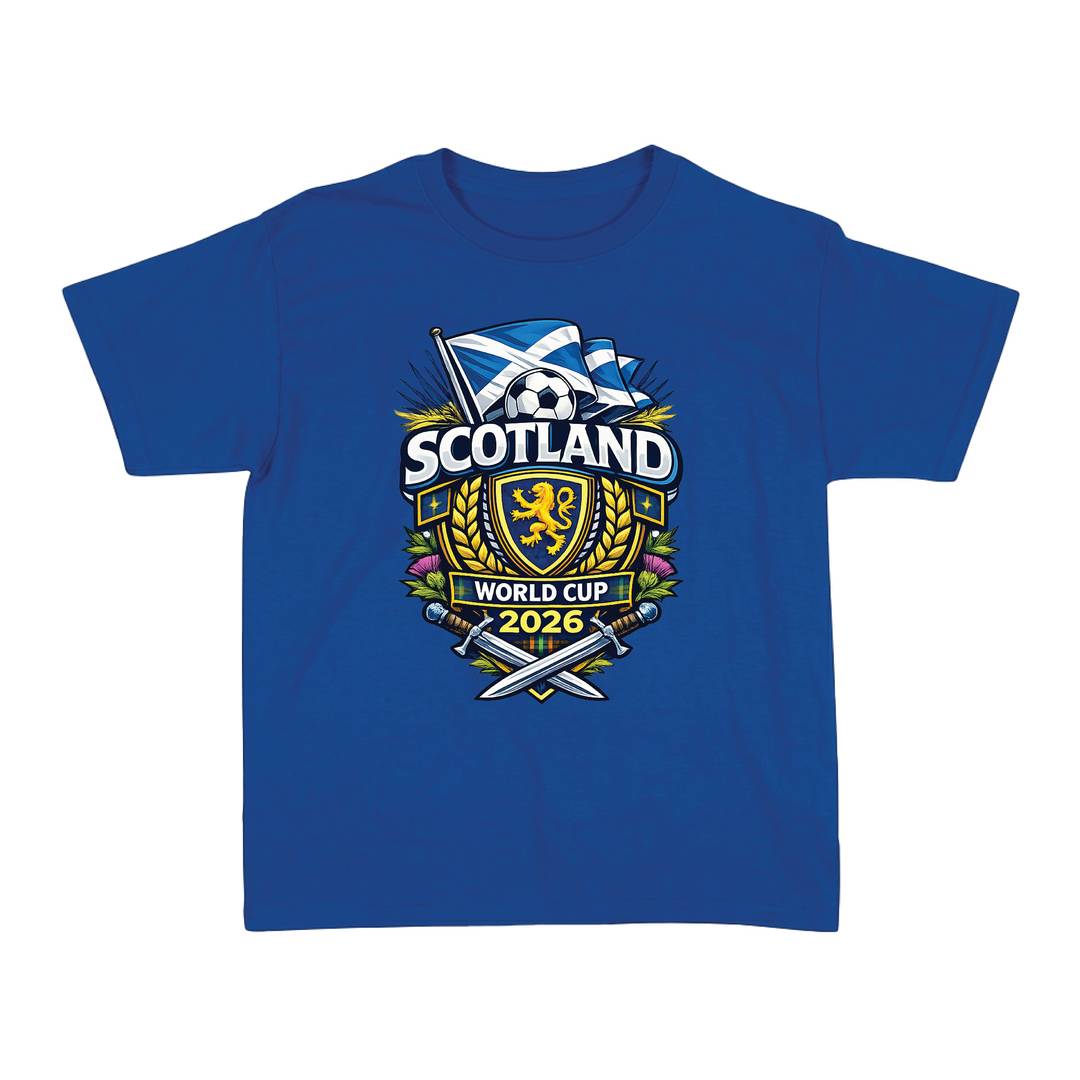 Ladies Scotland Football Supporter Baby Tee | Royal Blue Fitted T-shirt with Graphic