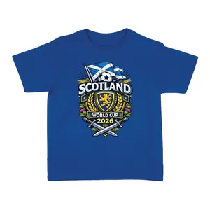 Ladies Scotland Football Supporter Baby Tee | Royal Blue Fitted T-shirt with Graphic