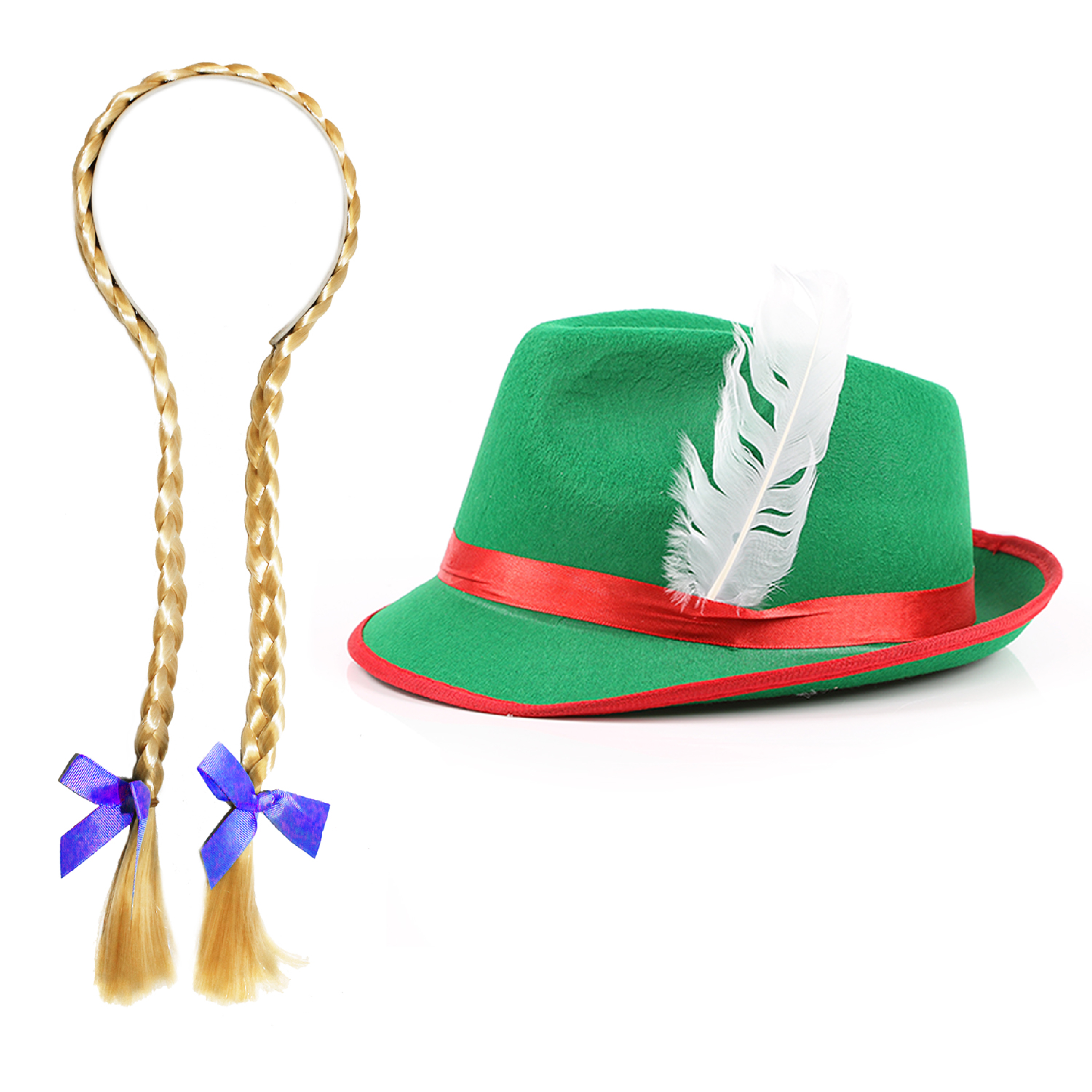 Green Bavarian Hat And Blonde Plaits
