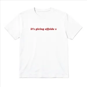 Ladies “It's Giving Offside” Baby Tee | Women’s Funny Football Supporter Tee | White Slogan Top