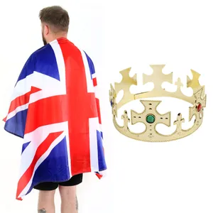 Union Jack Wearable Flag Cape with Crown
