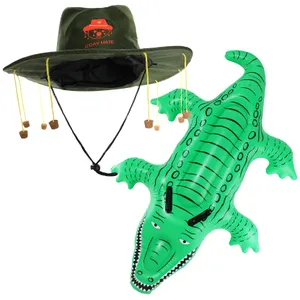 Aussie Cork Hat & Inflatable Crocodile