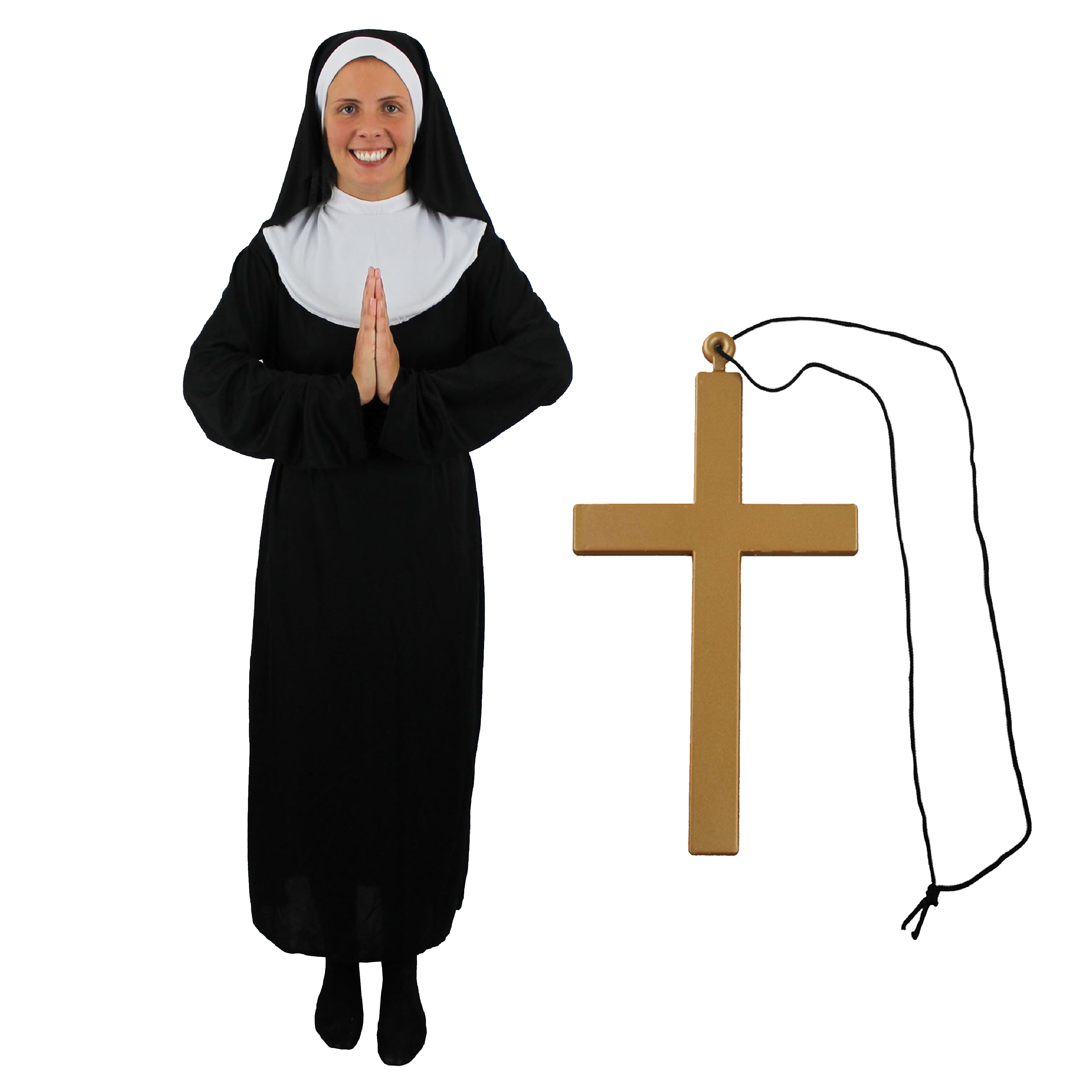 Womens Nun Costume with Cross Necklace