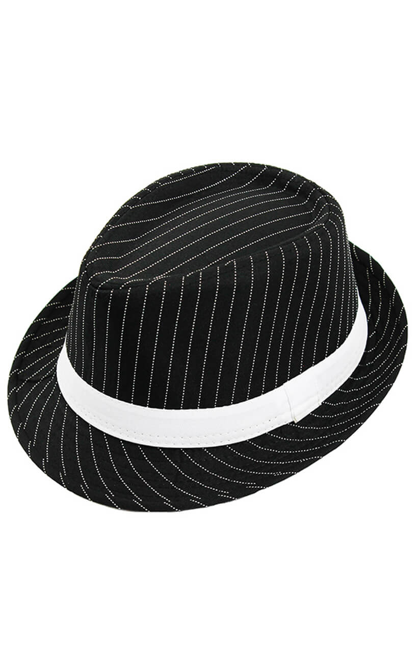 Black Pinstripe Trilby Hat