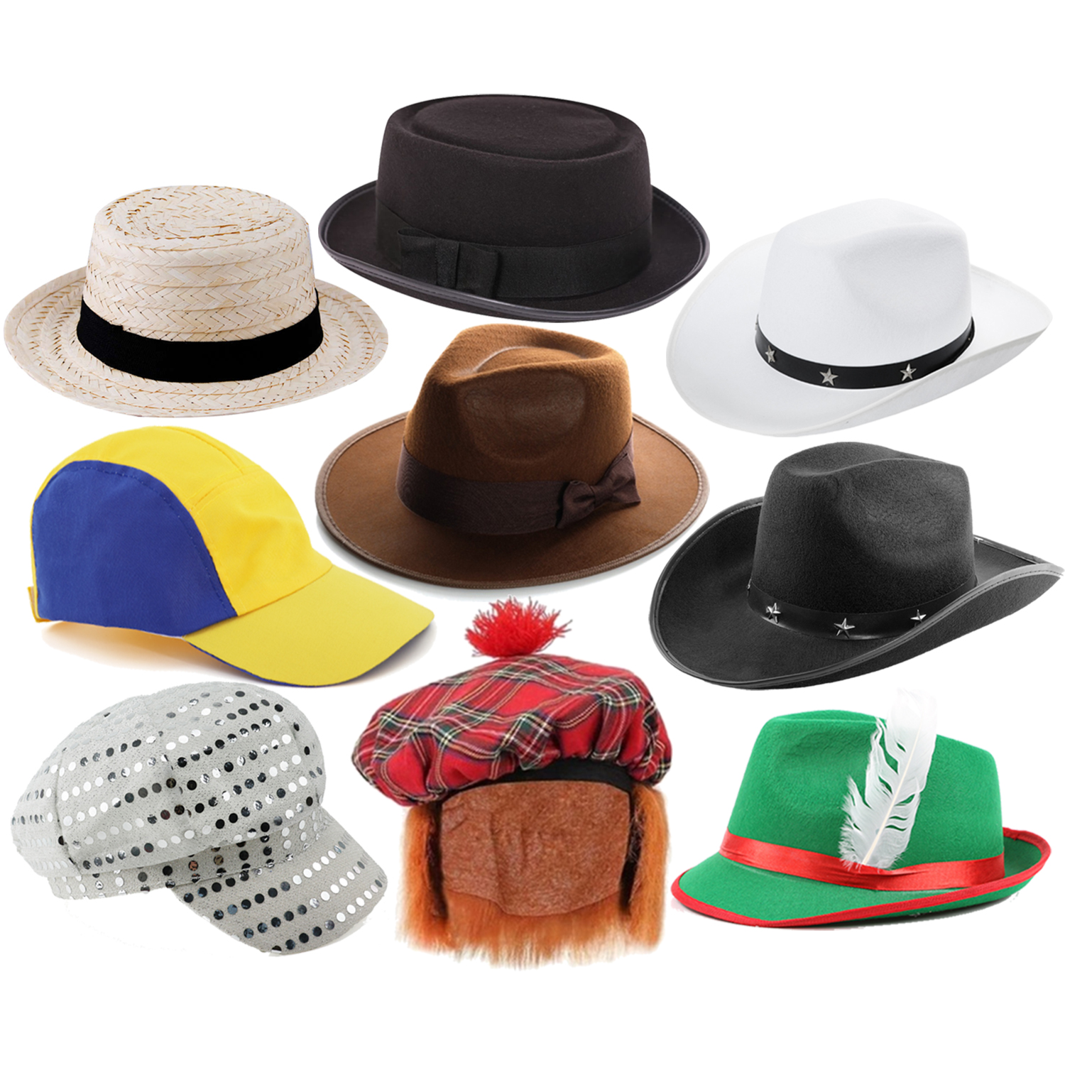 Pack Of 9 Party Photo Booth Prop Hats