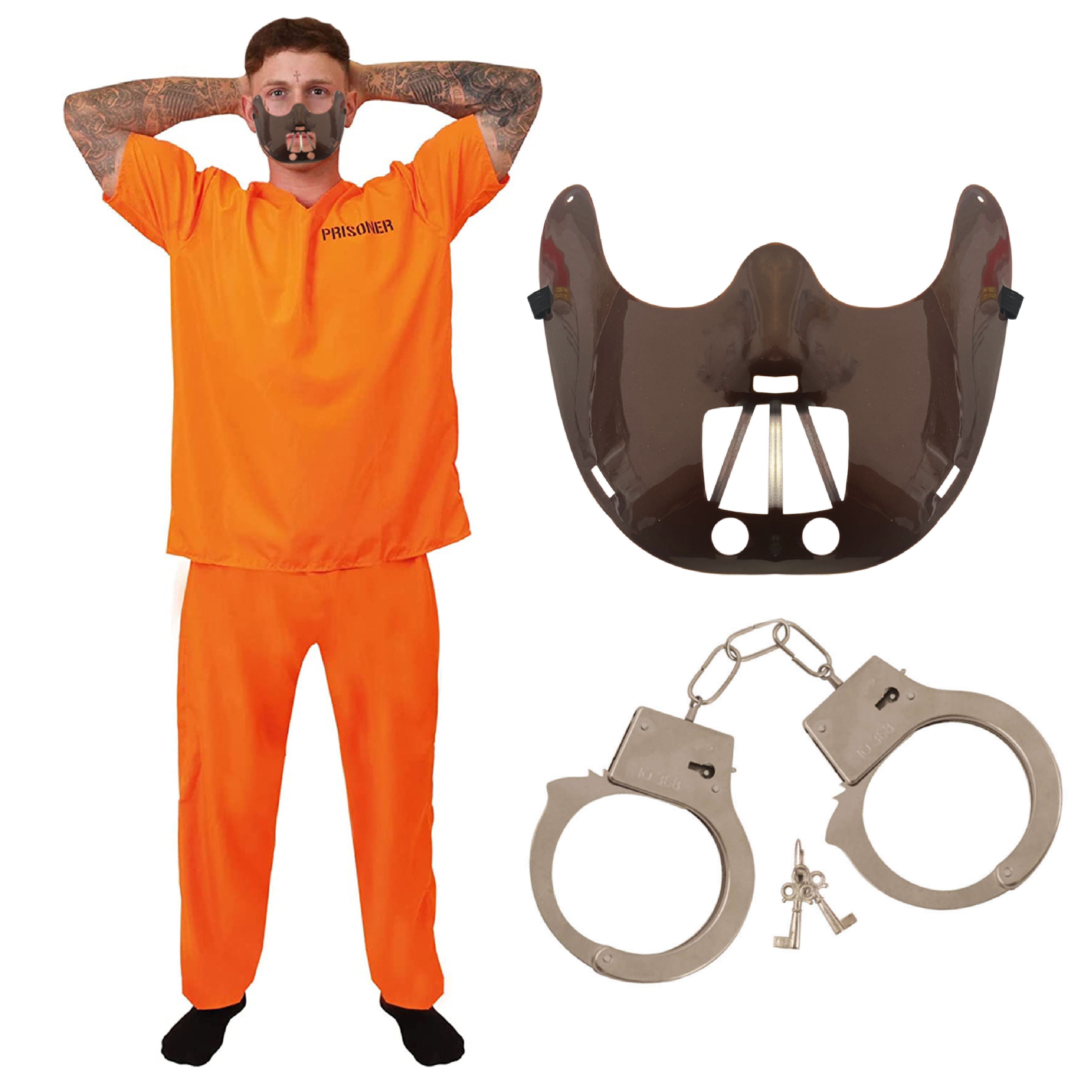 Adults Hannibal Lecter Costume- Prisoner, Mask & Cuffs