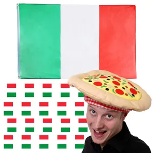 Large 5ft x 3ft Italian Flag, Novelty Pizza Hat & Bunting