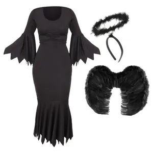 Ladies Dark Angel Costume - Dress, Wings & Halo Headband