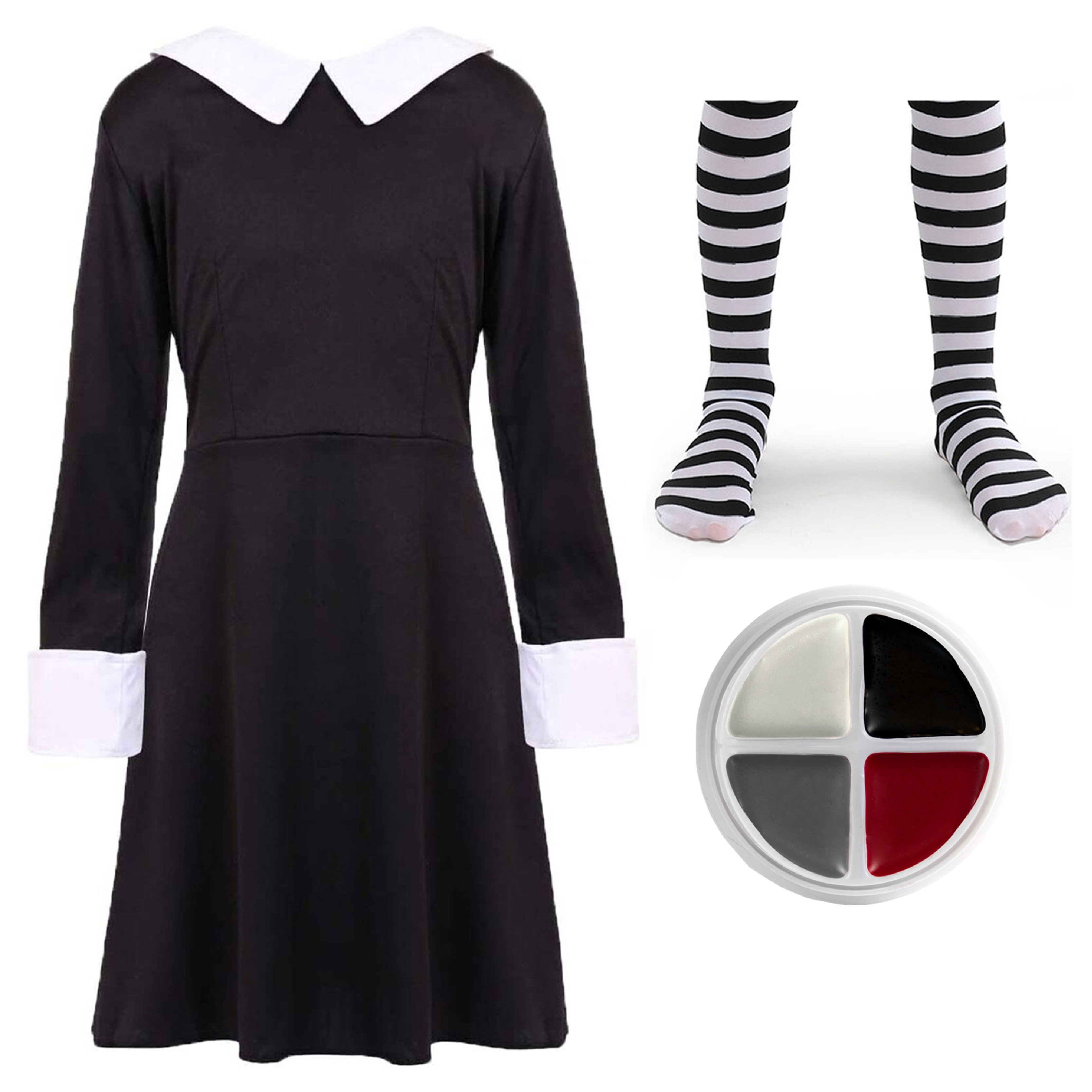 Girls Mid Week Horror Costume - Face Paint & Tights