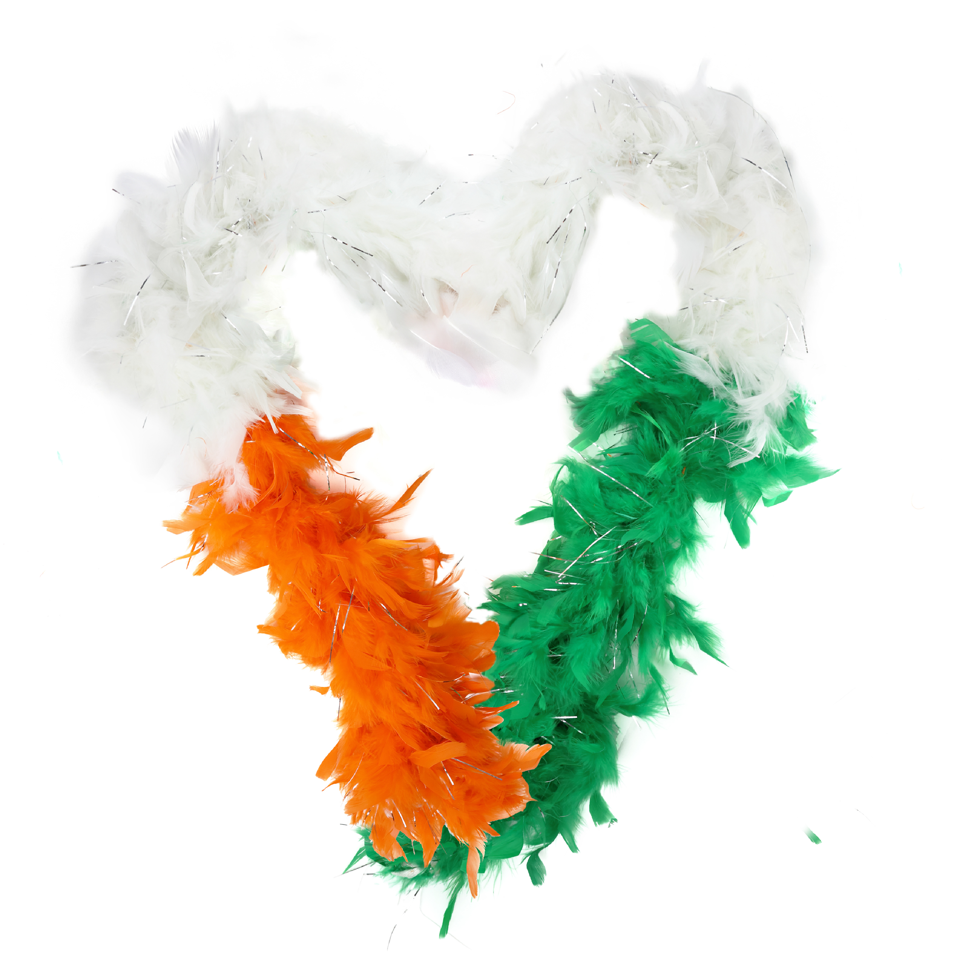 Green, White & Orange Irish Feather Boa