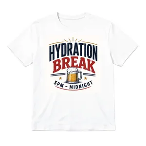 Adults Hydration Break Football T-Shirt | Men's & Women's Funny England Supporter Tee | White "Hydration Break" Beer Graphic Top