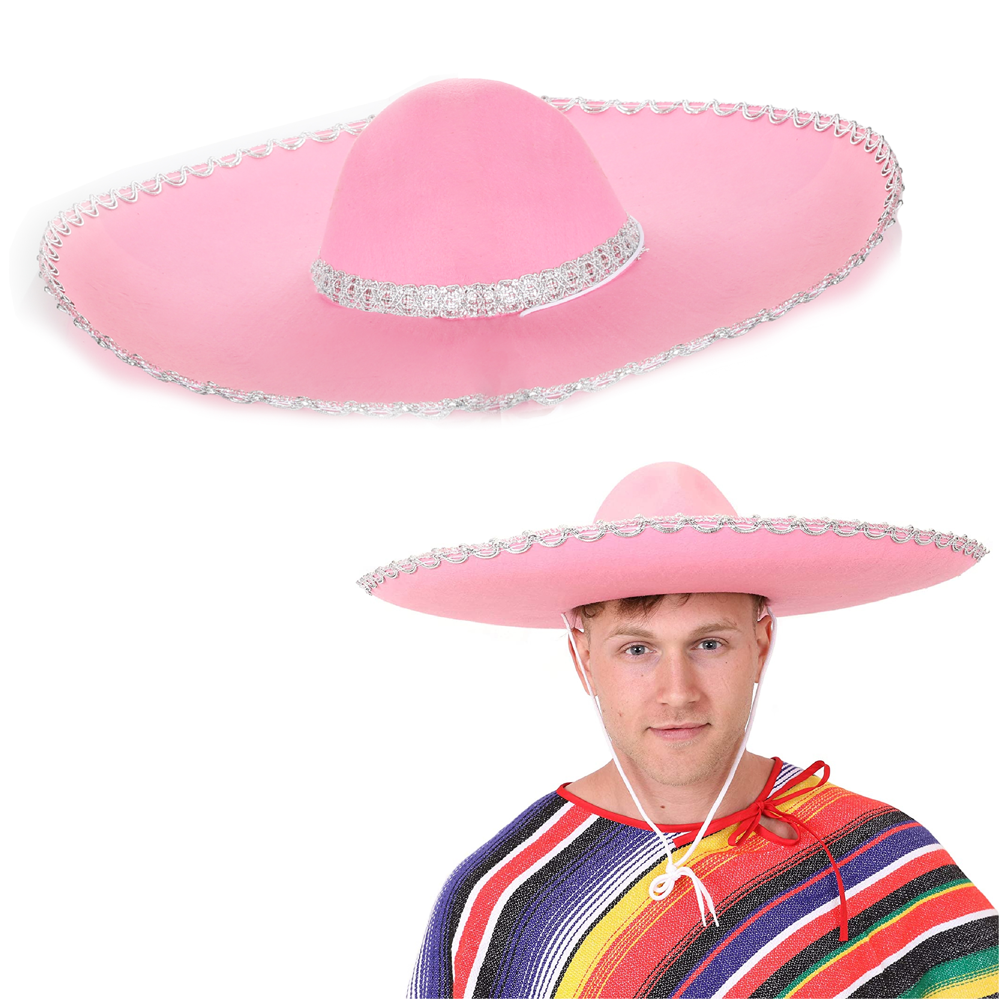 XL Pink Felt Sombrero Hat – Perfect for Mexican-Themed Parties & Fancy Dress Events