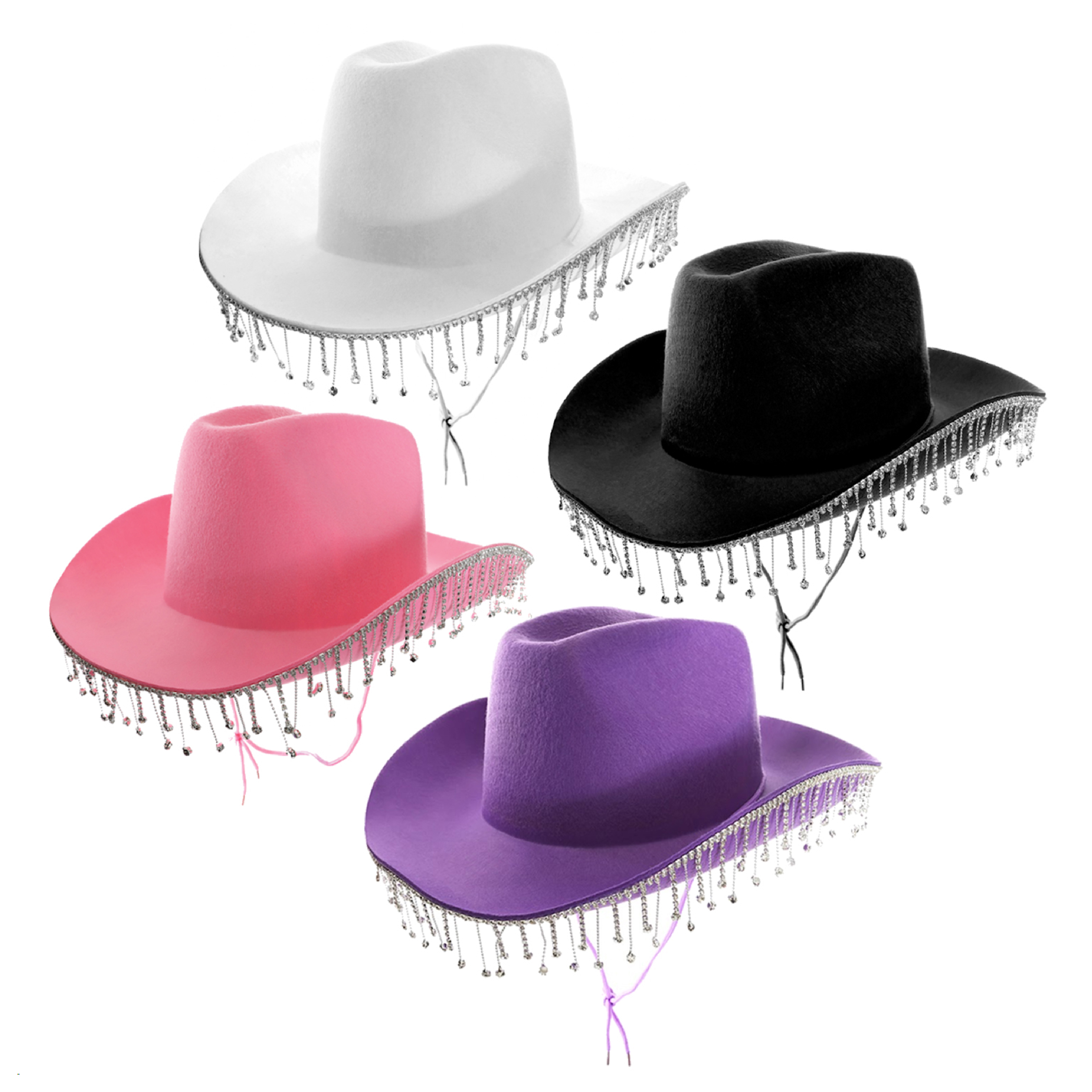 Pack of 4 Cowboy Hat with Diamantes