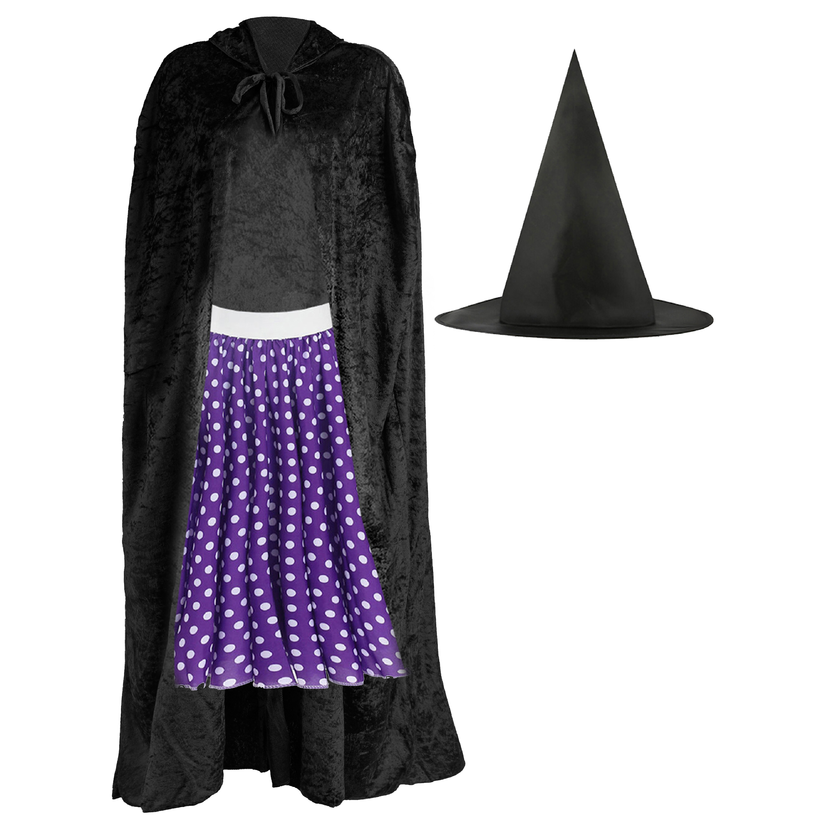 Adult's Kind Witch Costume | 3 Pcs | Skirt, Cape & Hat