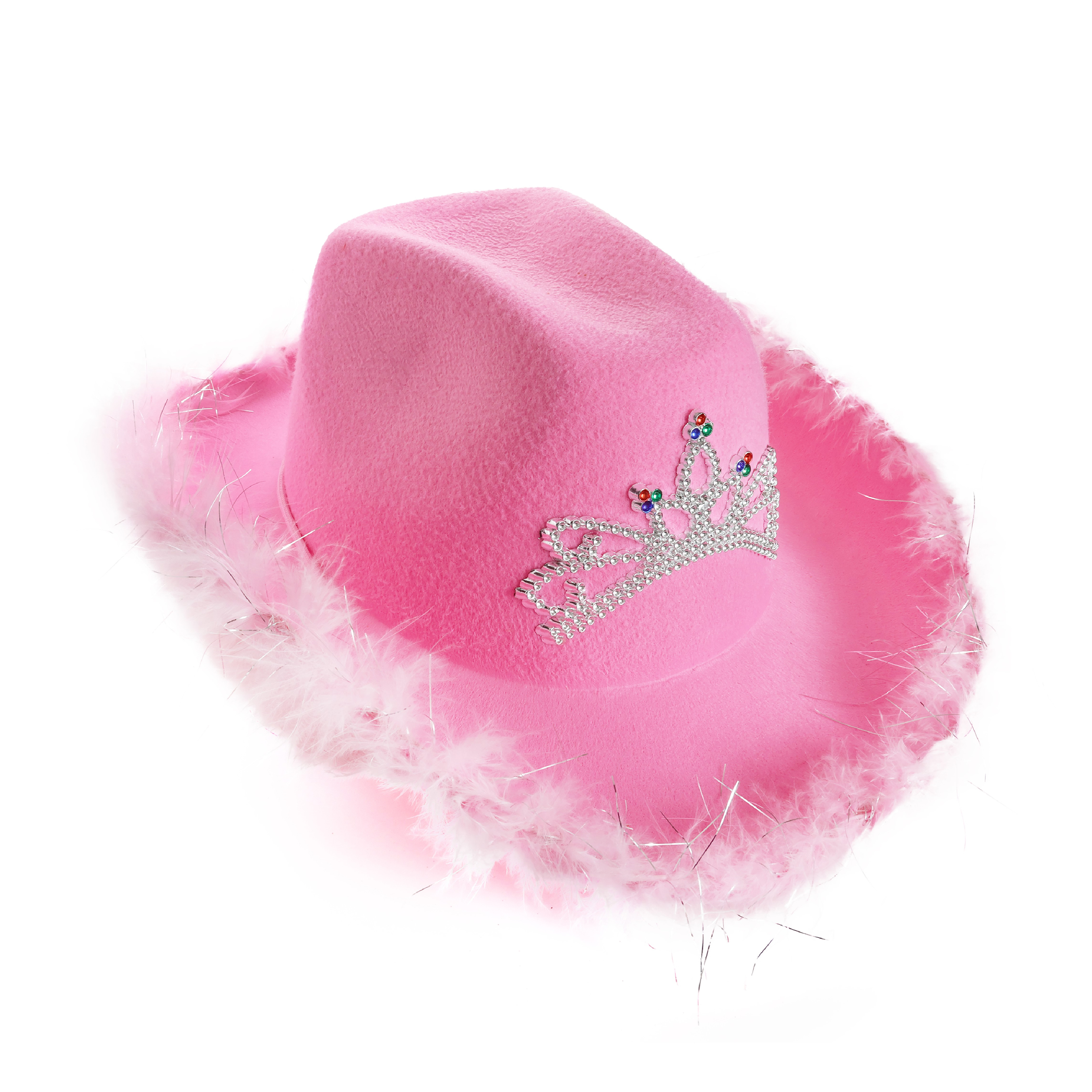 Pink Tiara Cowgirl Hat with Marabou Trim